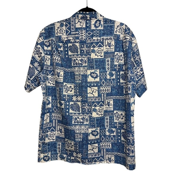 Royal Creations Hawaiian Made Shirt Blue Floral Sea Turtle Ocean Print Men’s L - Picture 2 of 5